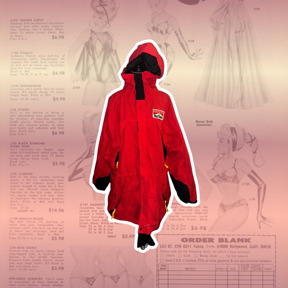 Marlboro Reds Oversized Rain Jacket with Marlboro Patch